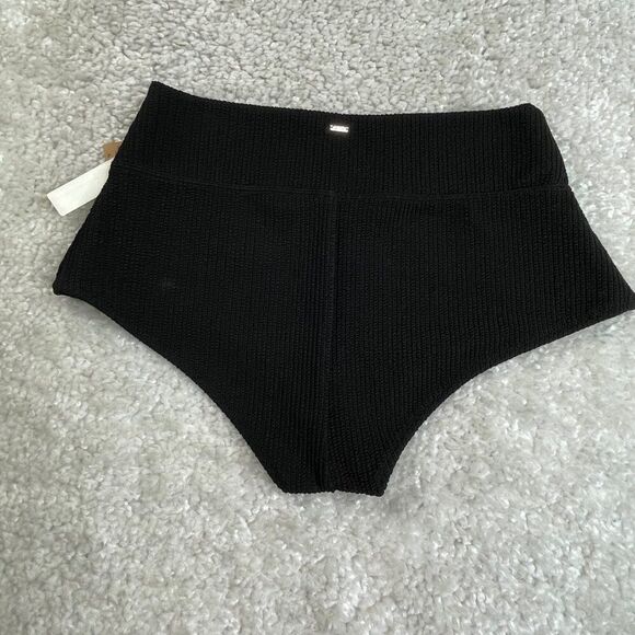 Victoria's Secret Pink Swim Rib Texture Shortie Bottom Black XL NEW - Picture 3 of 8